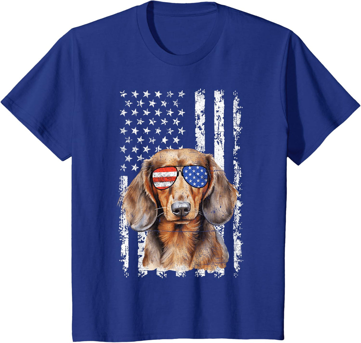 4th Of July US Flag Dachshund Dog Lover T-Shirt for Women Kids Men - Royal Blue