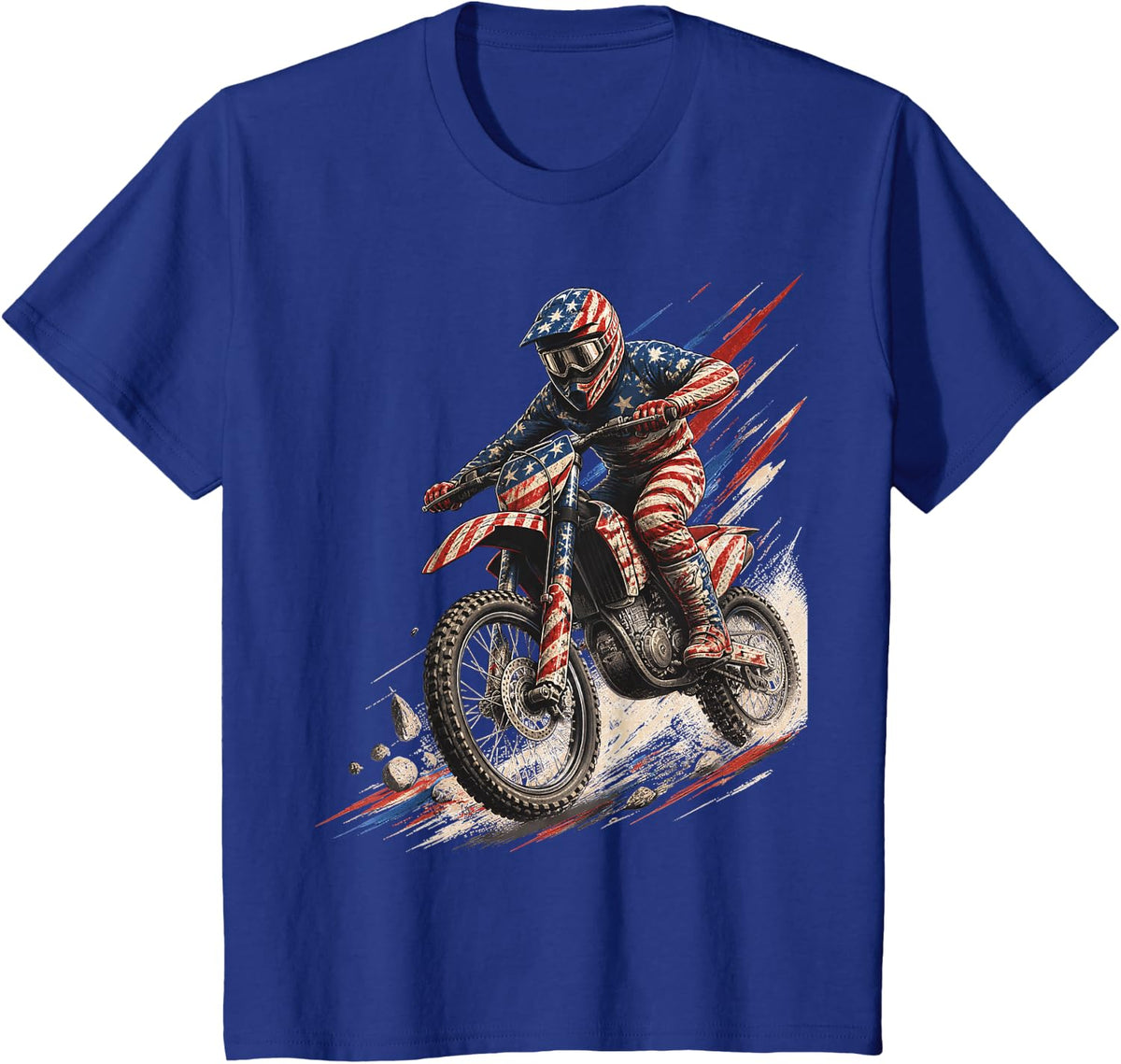American Dirt Bike Racing Enduro Off Road Motorcycle T-Shirt - Royal Blue