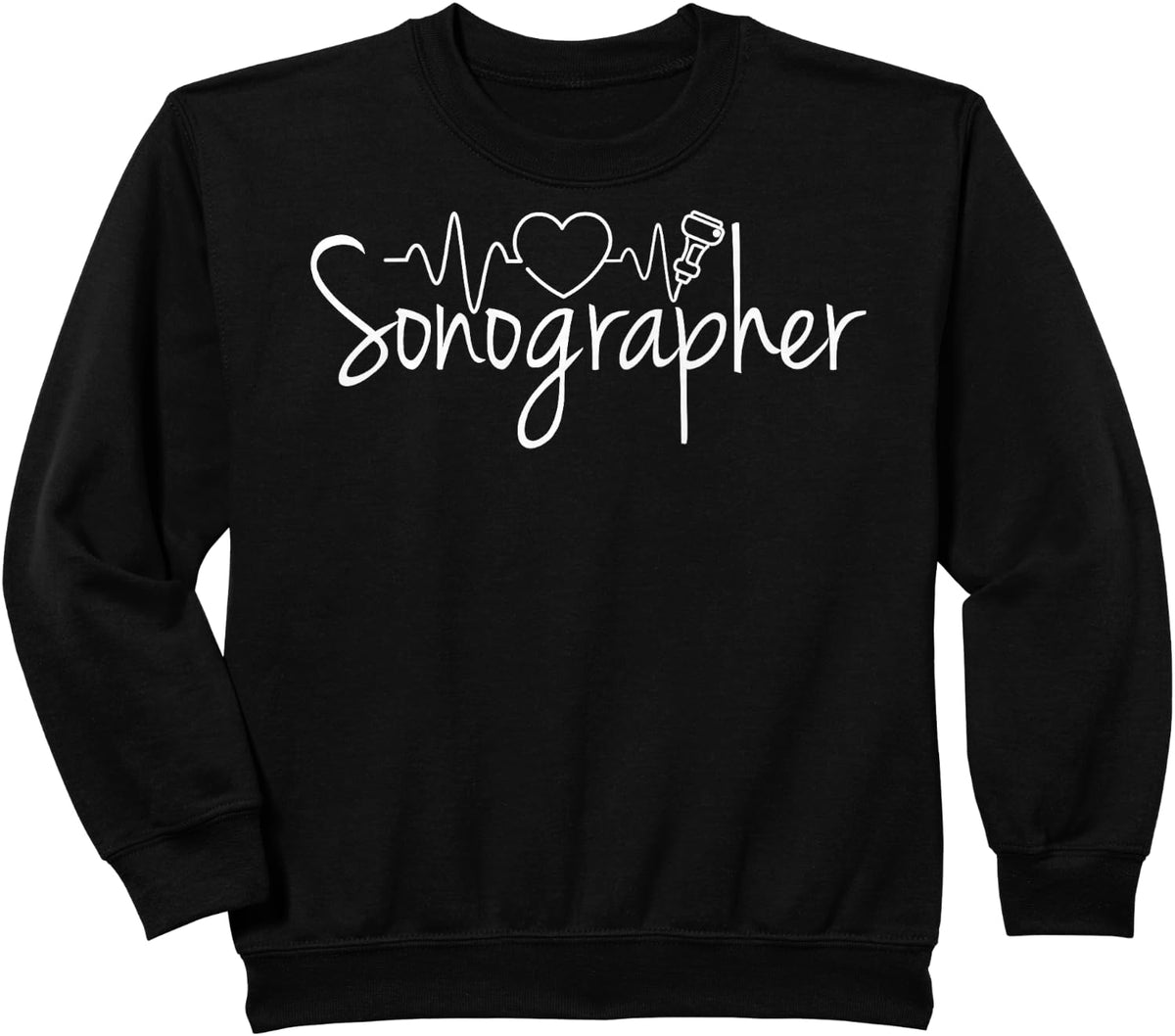 Sonographer Heartbeat Sonography Technician Sweatshirt - Black