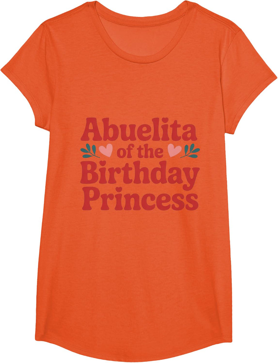 Abuelita of The Birthday Princess Cute Grandmother Day T-Shirt - Girls Orange