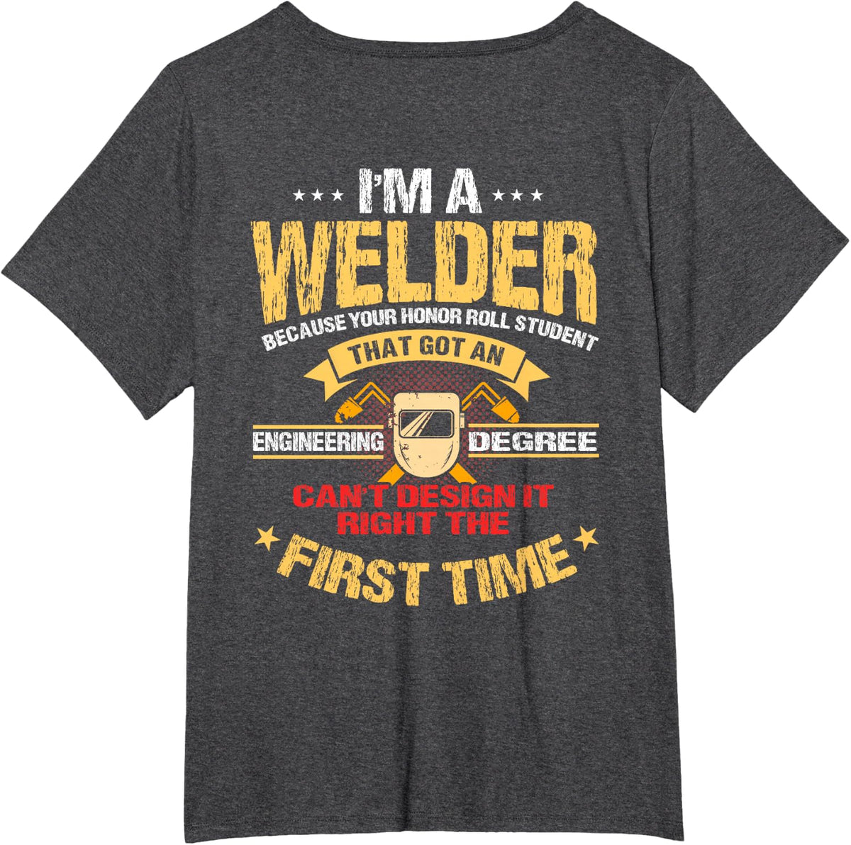 Welder Gifts Funny Welding Image On Back Of Shirt T-Shirt - Dark Heather Grey