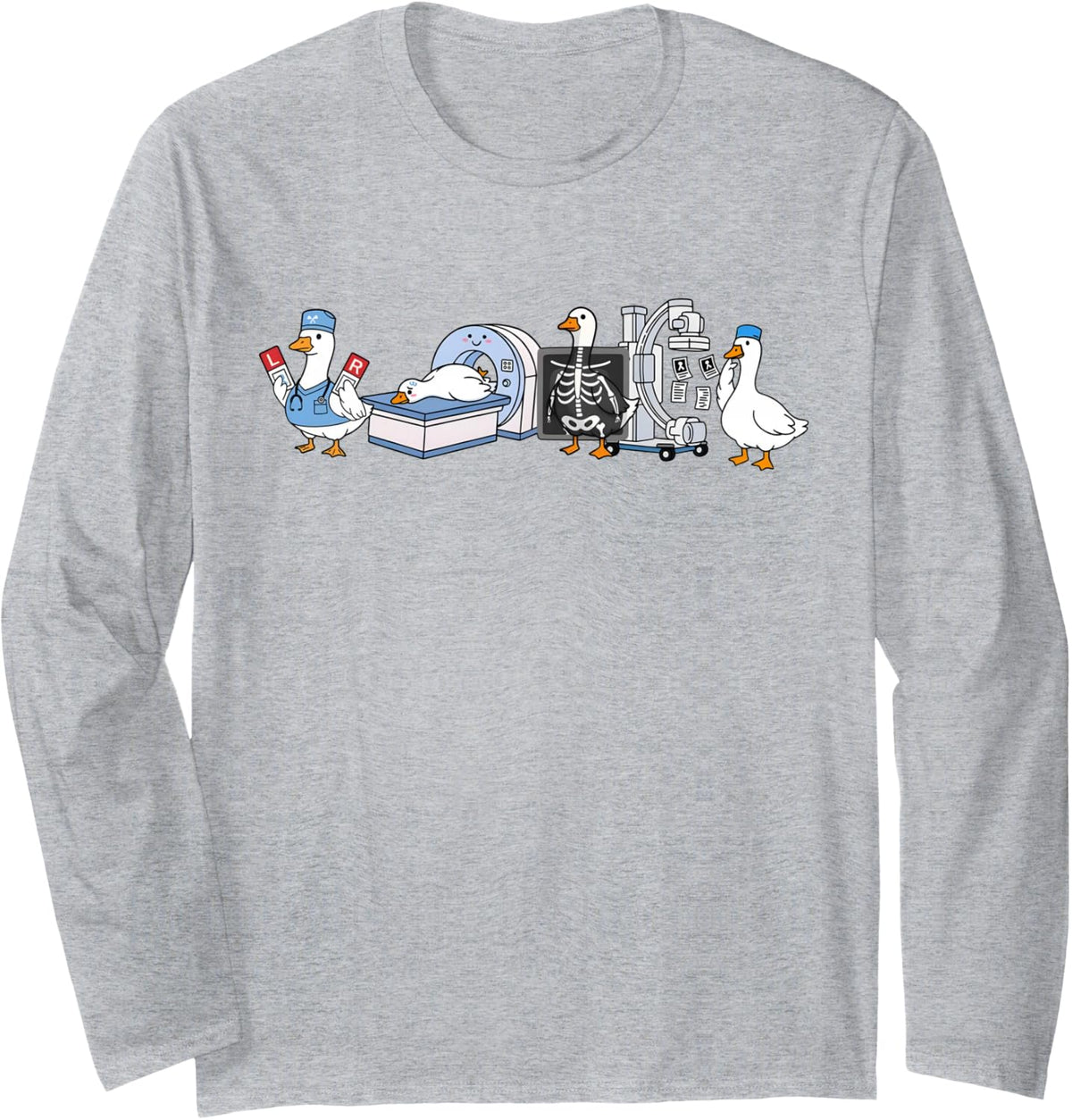 Radiologic Technologist Goose X-ray Tech Radiologic Ct MRI Long Sleeve T-Shirt - Adult Unisex Heather Grey