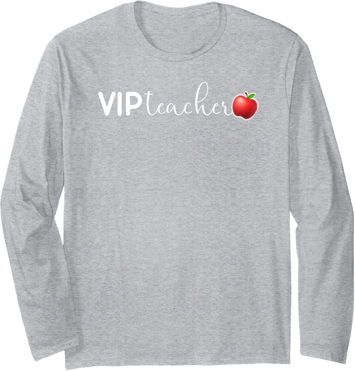 VIPkid Teacher with Apple Long Sleeve T-Shirt - Adult Unisex Heather Grey