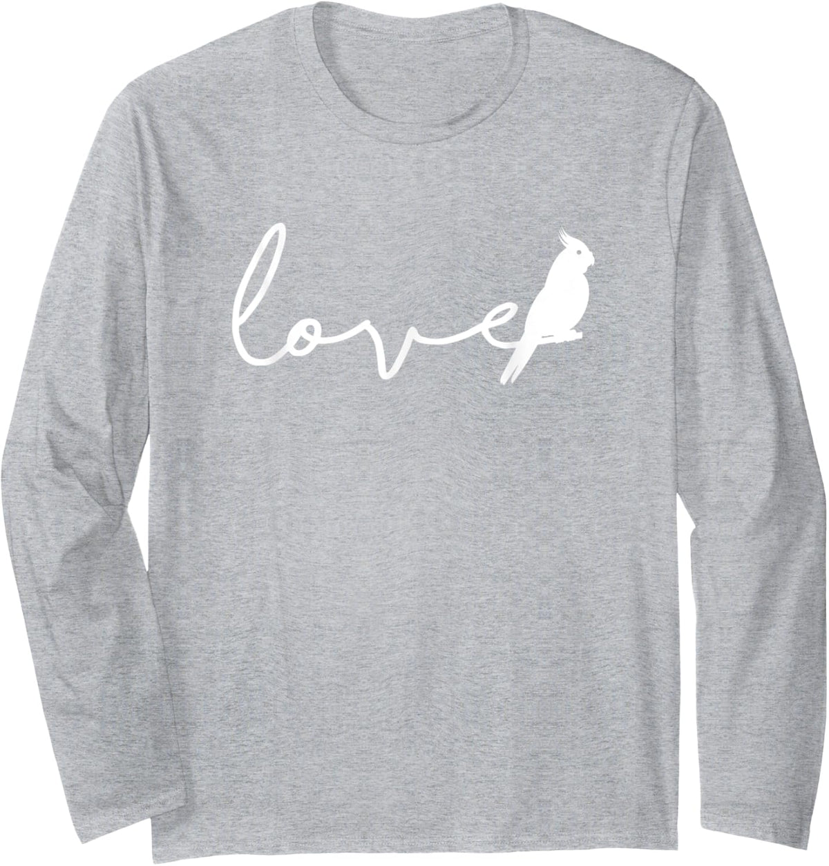 Gift for Cockatiel Bird Lover 'I Love Cockatiels' Cockatiel Long Sleeve T-Shirt - Adult Unisex Heather Grey