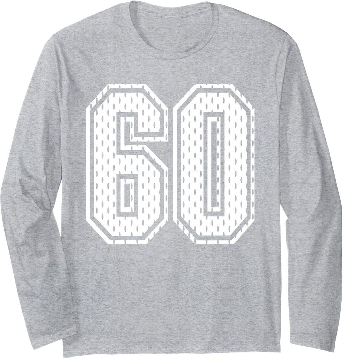 White Number 60 Sports Fan #60 Jersey Shirt Team Player Long Sleeve T-Shirt - Adult Unisex Heather Grey