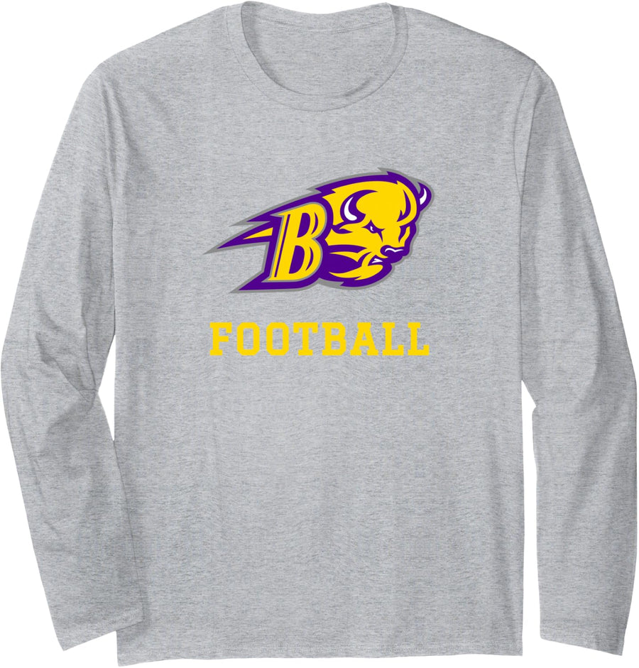 Buffalo TX Logo Football Long Sleeve T-Shirt - Adult Unisex Heather Grey
