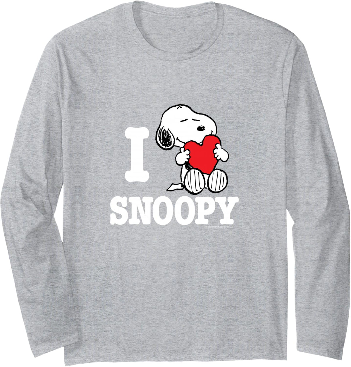 Peanuts - Valentines I Love Snoopy Long Sleeve T-Shirt - Adult Unisex Heather Grey
