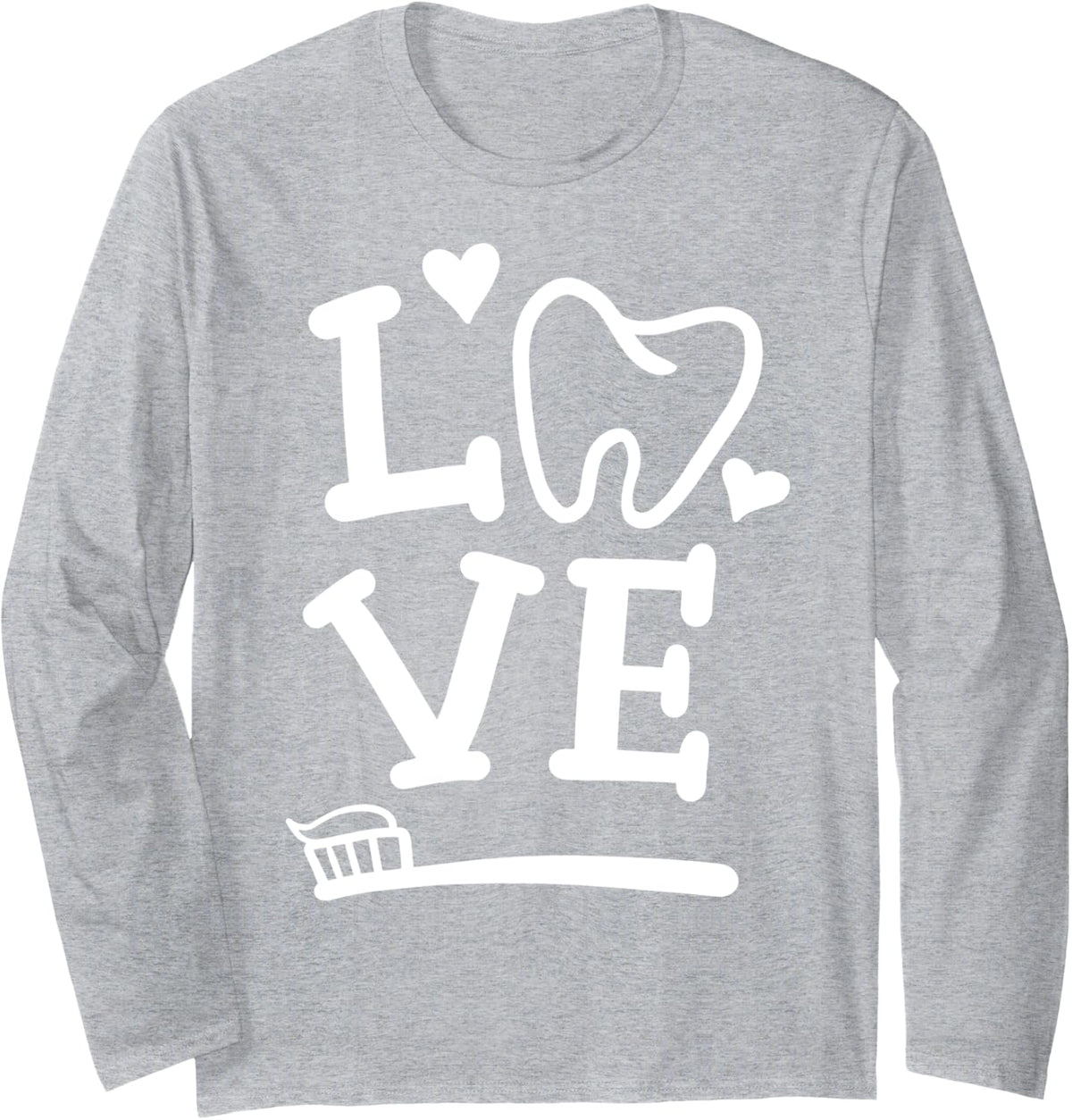 Dentist Dental Assistant Dental Hygienist Long Sleeve T-Shirt - Adult Unisex Heather Grey