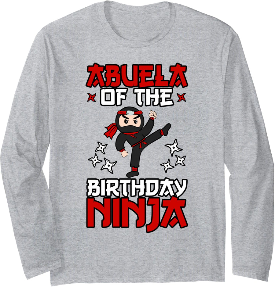 Abuela of The Birthday Ninja Shinobi Themed B-Day Party Long Sleeve T-Shirt - Adult Unisex Heather Grey