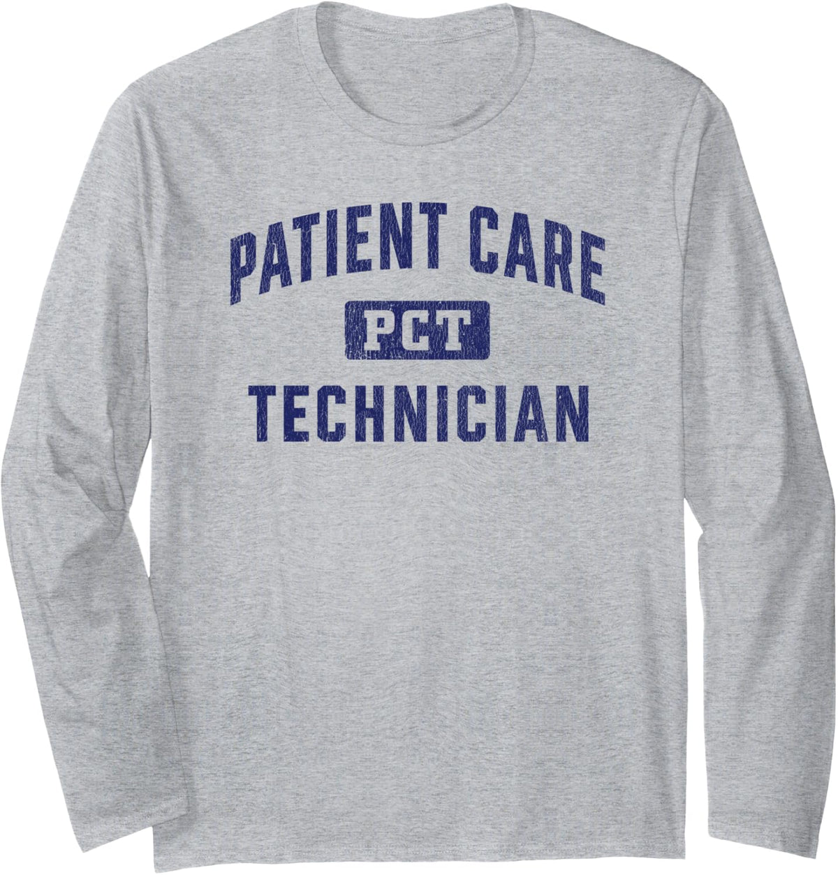 Patient Care Technician PCT Tech Long Sleeve T-Shirt - Adult Unisex Heather Grey