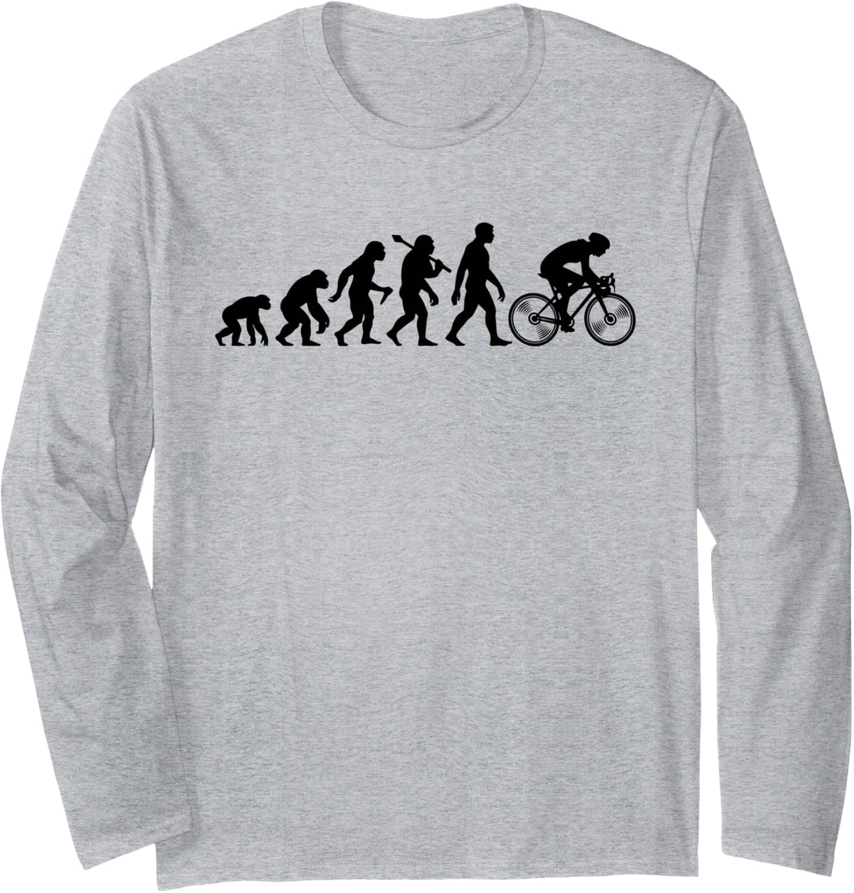 Cyclist Evolution for Mountain Bikers with MTB Bicycle Long Sleeve T-Shirt - Adult Unisex Heather Grey