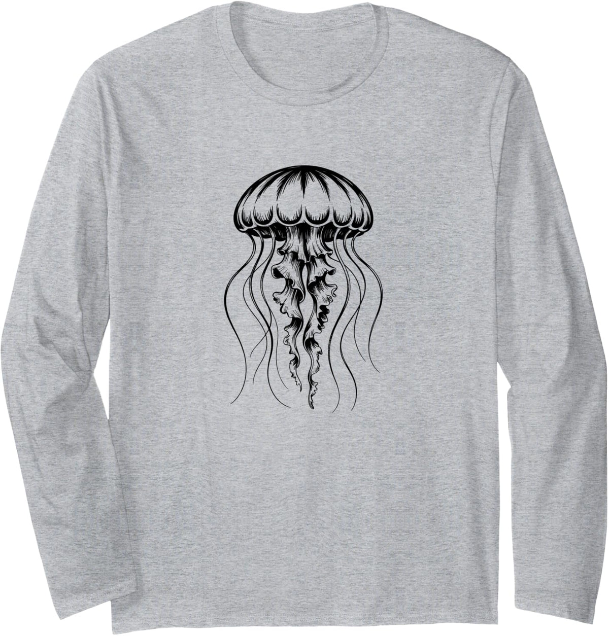 Jellyfish Long Sleeve T-Shirt - Adult Unisex Heather Grey