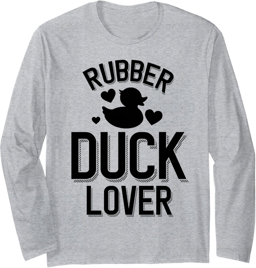 Cute Rubber Duck Lover Long Sleeve T-Shirt - Adult Unisex Heather Grey