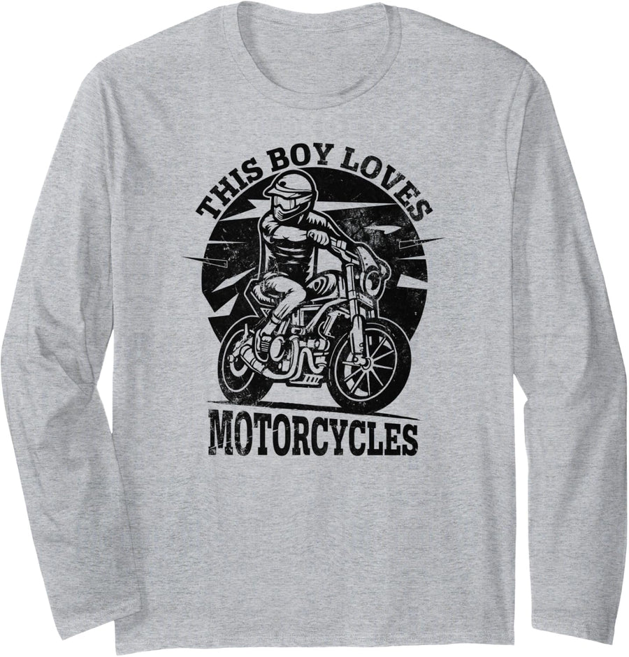 Motorbike Riding Motorcycles Biker Motorcycle Motor Bike Long Sleeve T-Shirt - Adult Unisex Heather Grey
