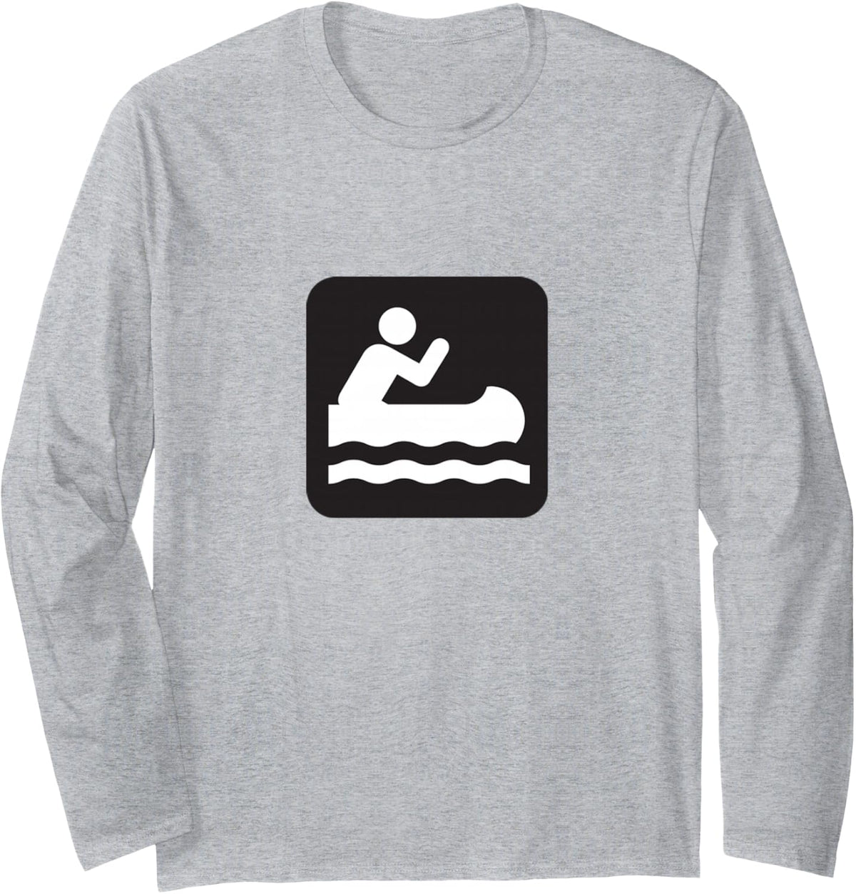Outdoors Water Sports Canoe Canoeist Long Sleeve T-Shirt - Adult Unisex Heather Grey