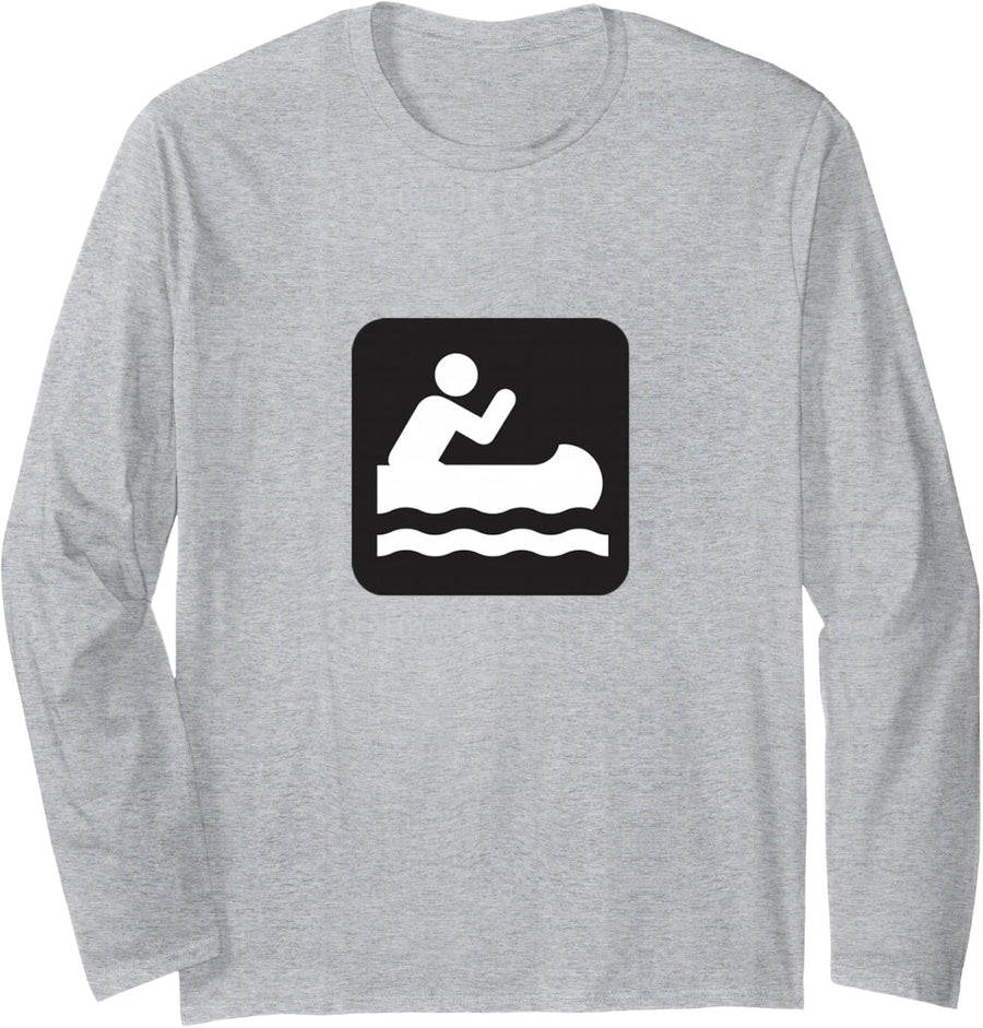 Outdoors Water Sports Canoe Canoeist Long Sleeve T-Shirt - Adult Unisex Heather Grey