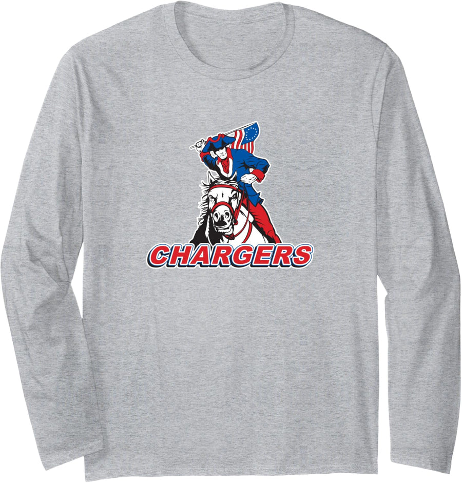 Veterans Memorial Early College Chargers Long Sleeve T-Shirt - Adult Unisex Heather Grey
