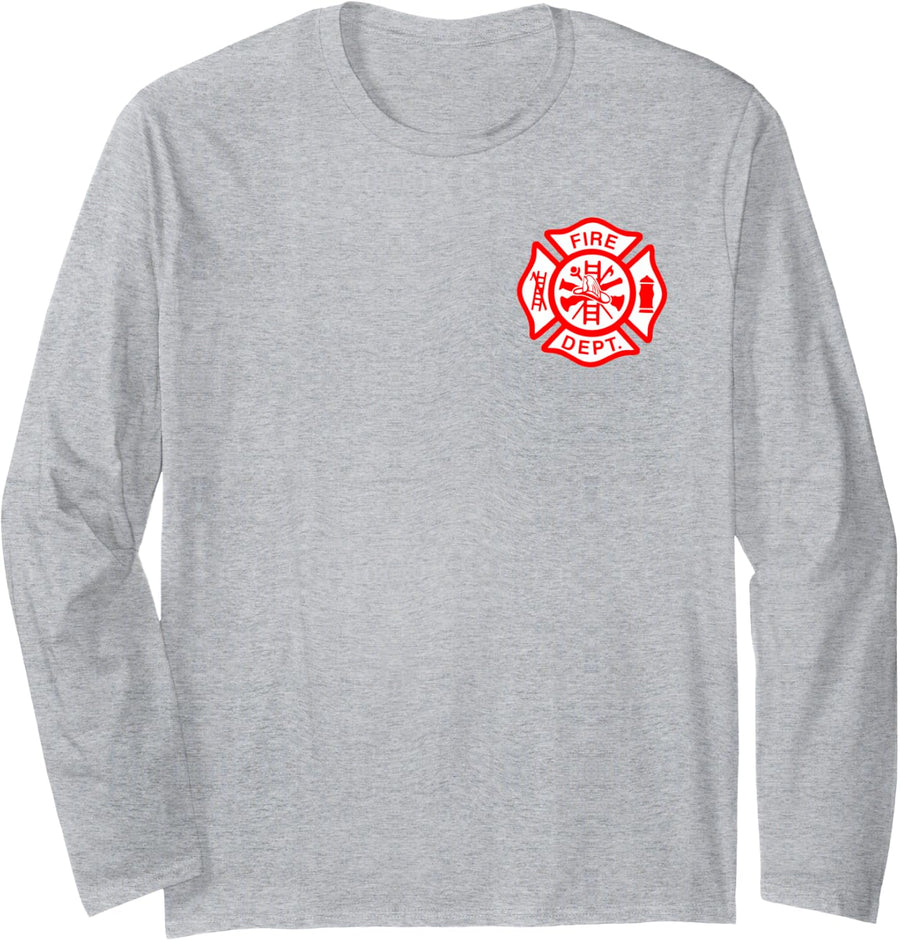 Fire Department Logo Uniform Fireman Symbol Firefighter Gear Long Sleeve T-Shirt - Adult Unisex Heather Grey