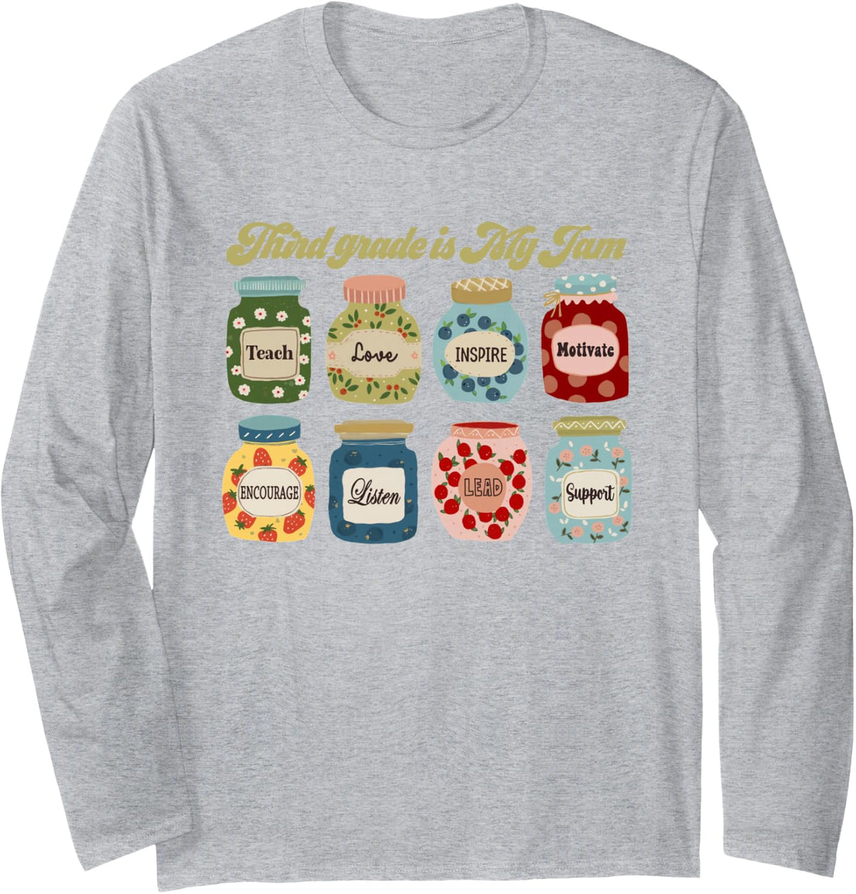 Third Grade is My Jam Back to School Cute 3rd Grade Teacher Long Sleeve T-Shirt - Adult Unisex Heather Grey