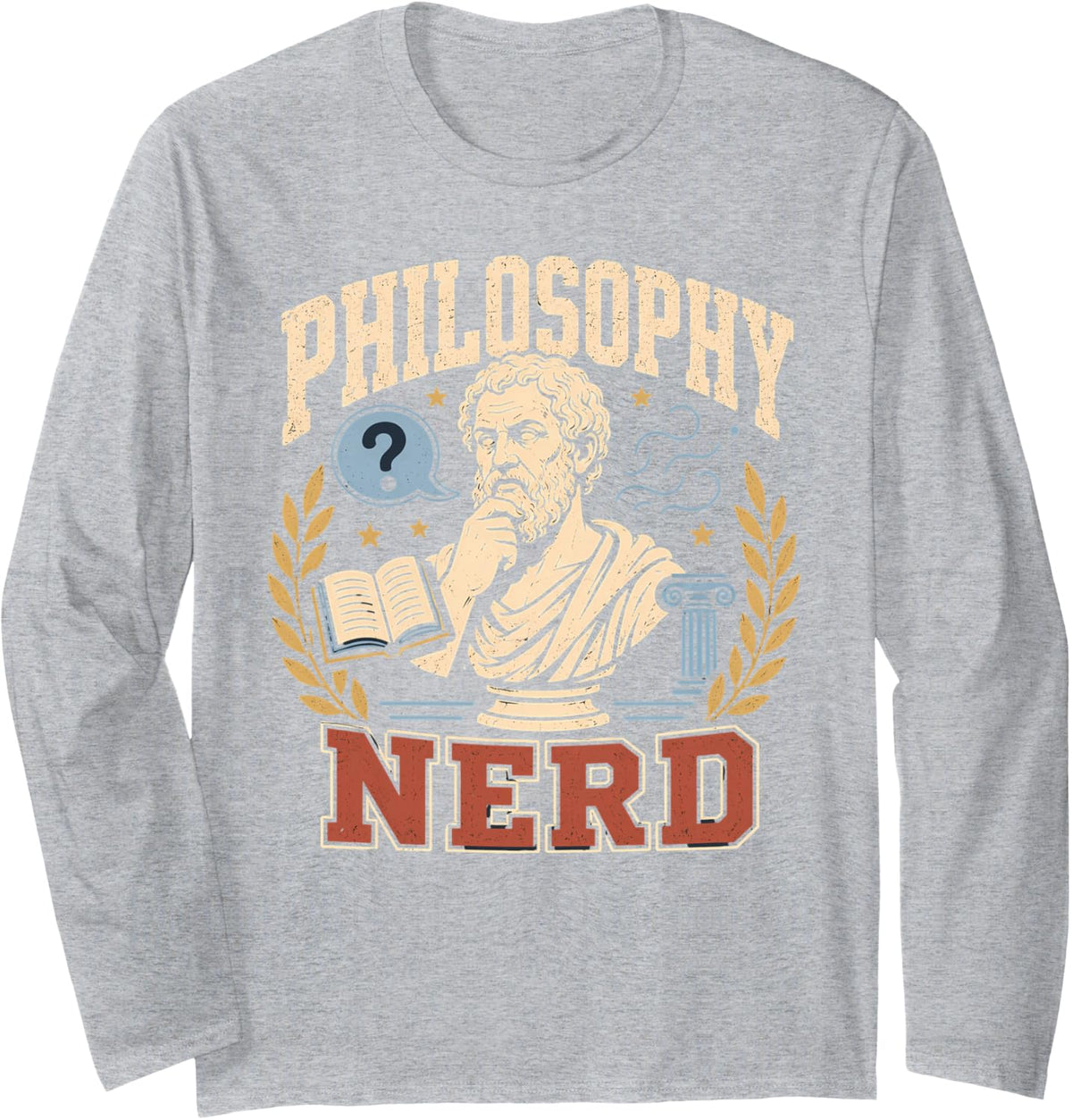 Philosophy Nerd Ancient Greek Philosopher Thinker Long Sleeve T-Shirt - Adult Unisex Heather Grey