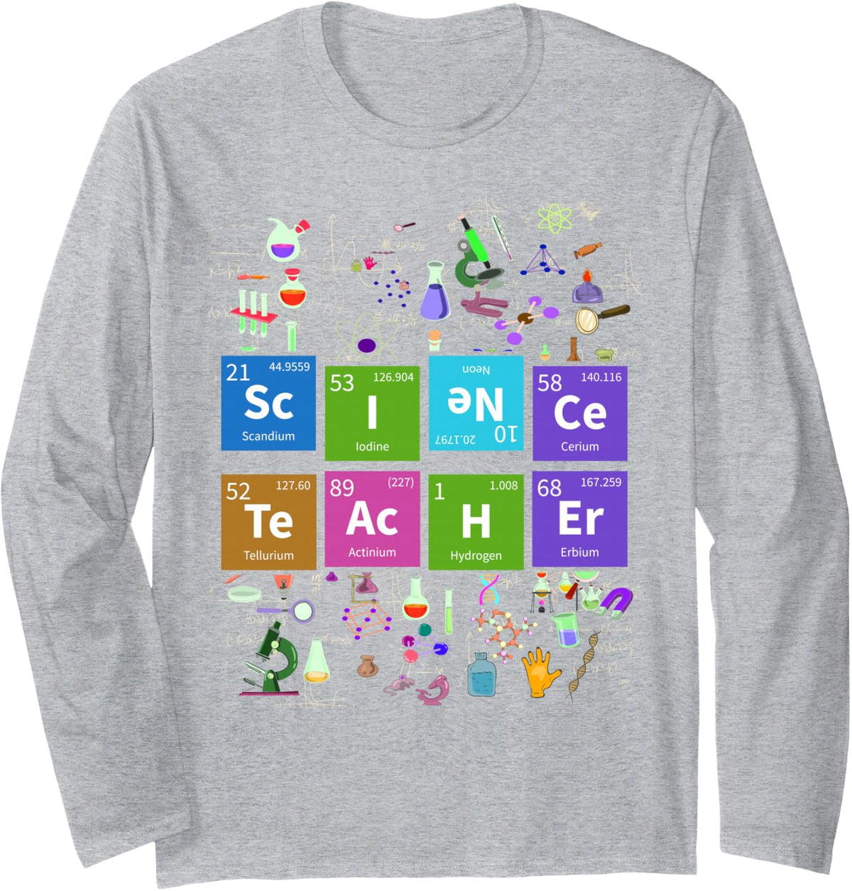 Chemist Nerd Science Teacher Gift Chemistry Long Sleeve T-Shirt - Adult Unisex Heather Grey