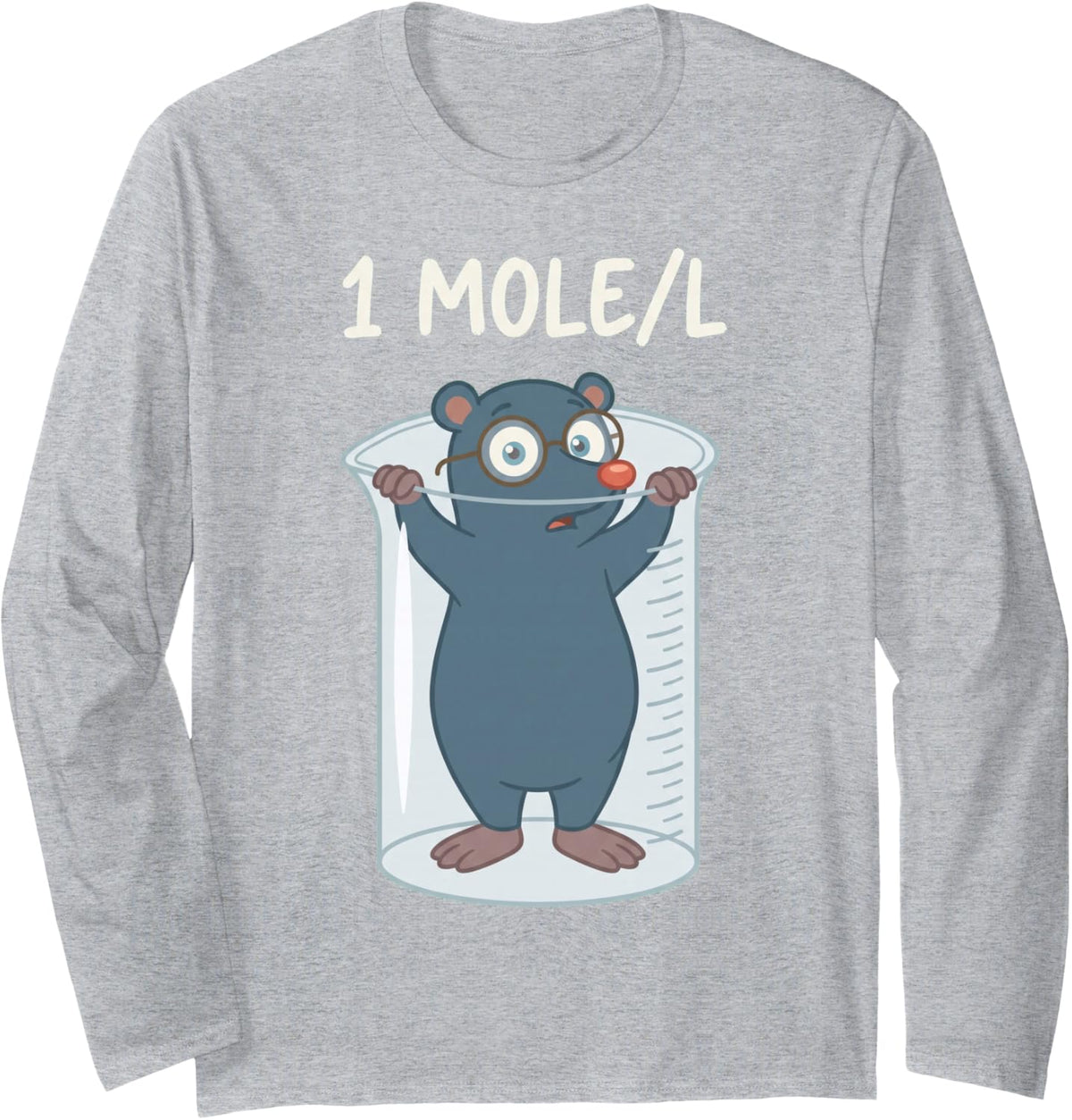 Chemistry Chemist Student Science Teacher Mole Long Sleeve T-Shirt - Adult Unisex Heather Grey