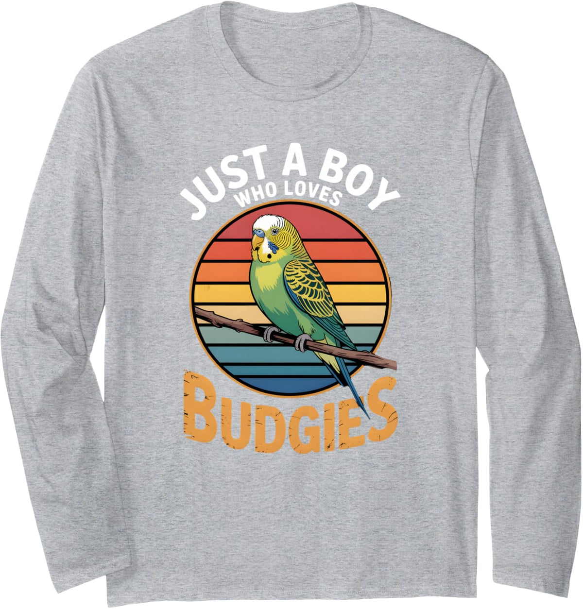 Boys Budgie Long Sleeve T-Shirt - Adult Unisex Heather Grey