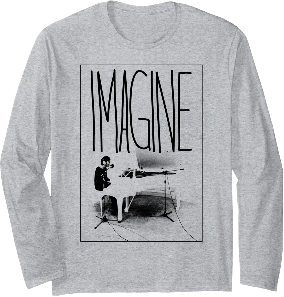 John Lennon - Imagine Piano Long Sleeve T-Shirt - Adult Unisex Heather Grey