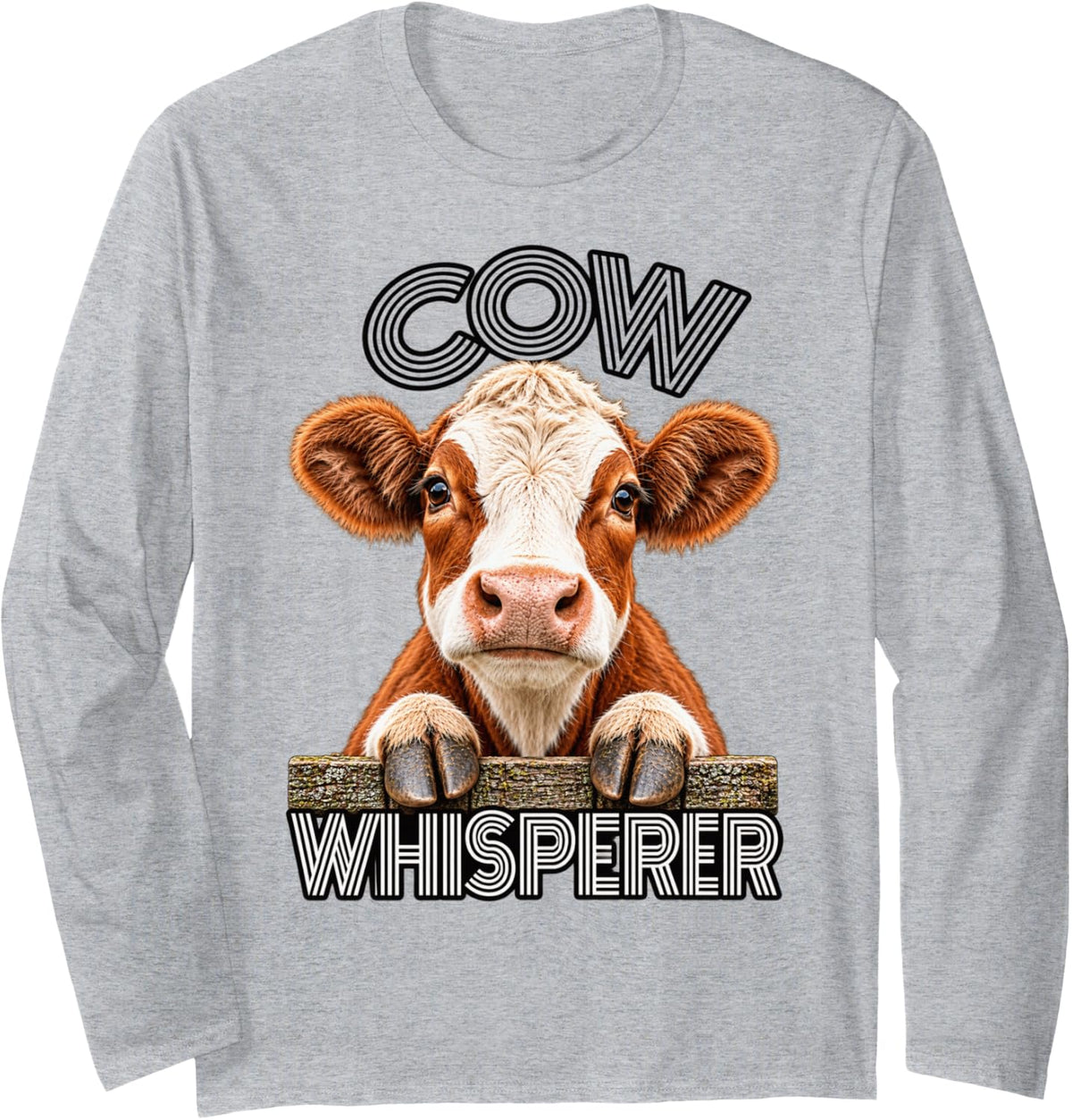 Cow Whisperer Funny Sarcastic Cow Lover Long Sleeve T-Shirt - Adult Unisex Heather Grey