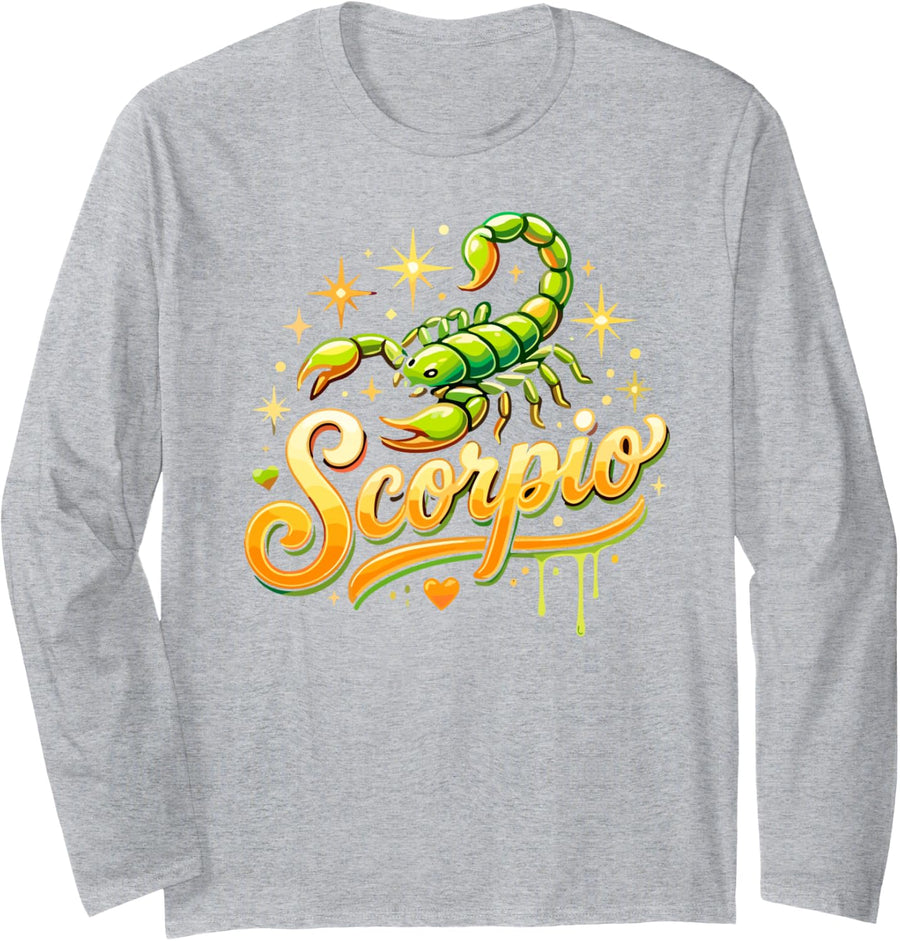 Scorpio Zodiac Sign Astrology Horoscope Astrological Symbol Long Sleeve T-Shirt - Adult Unisex Heather Grey