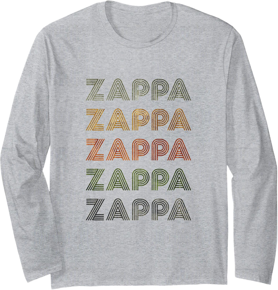 Love Heart Zappa Tee Grunge Vintage Style Black Zappa Long Sleeve T-Shirt - Adult Unisex Heather Grey