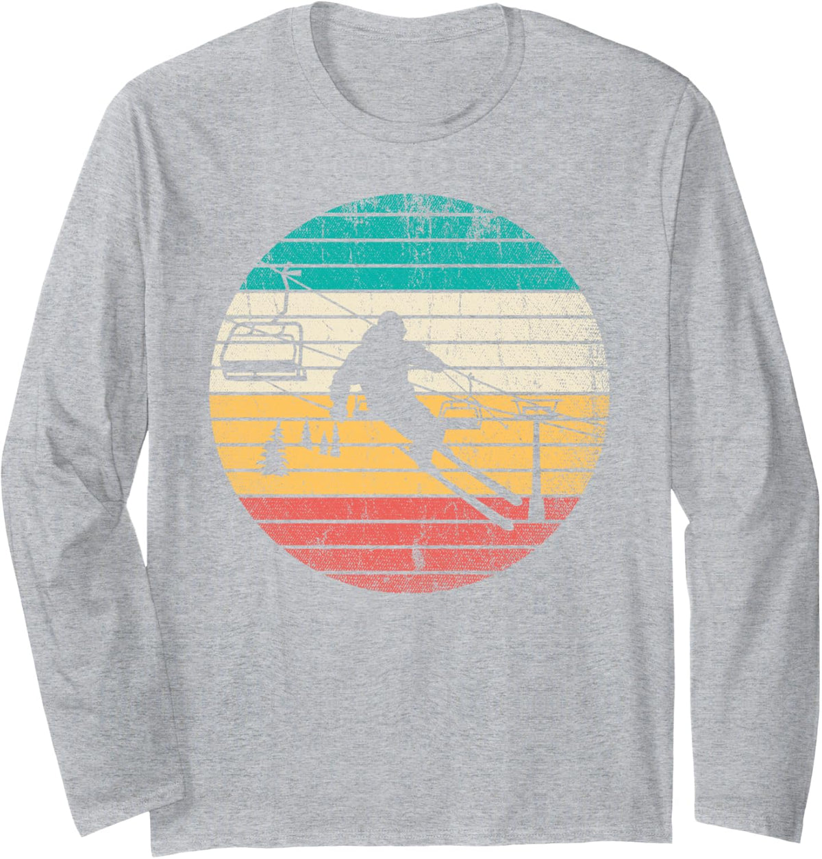 Ski Instructor Skiing Skier Winter Sports Retro Ski Long Sleeve T-Shirt - Adult Unisex Heather Grey