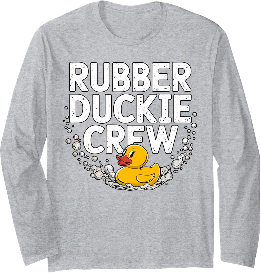 Rubber Duckie Crew Long Sleeve T-Shirt - Adult Unisex Heather Grey