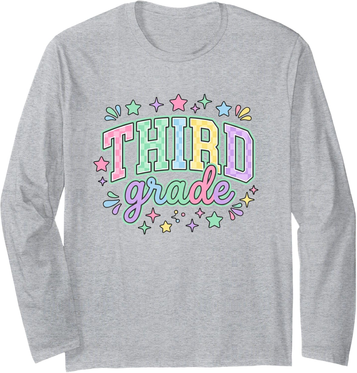 Third Grade Back to School Elementary Student Teacher Long Sleeve T-Shirt - Adult Unisex Heather Grey