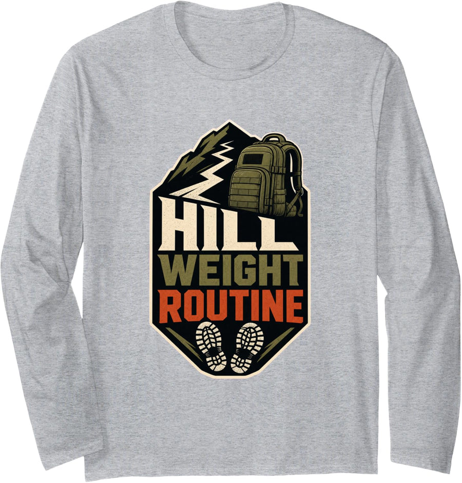Hill Weight Routine Long Sleeve T-Shirt - Adult Unisex Heather Grey