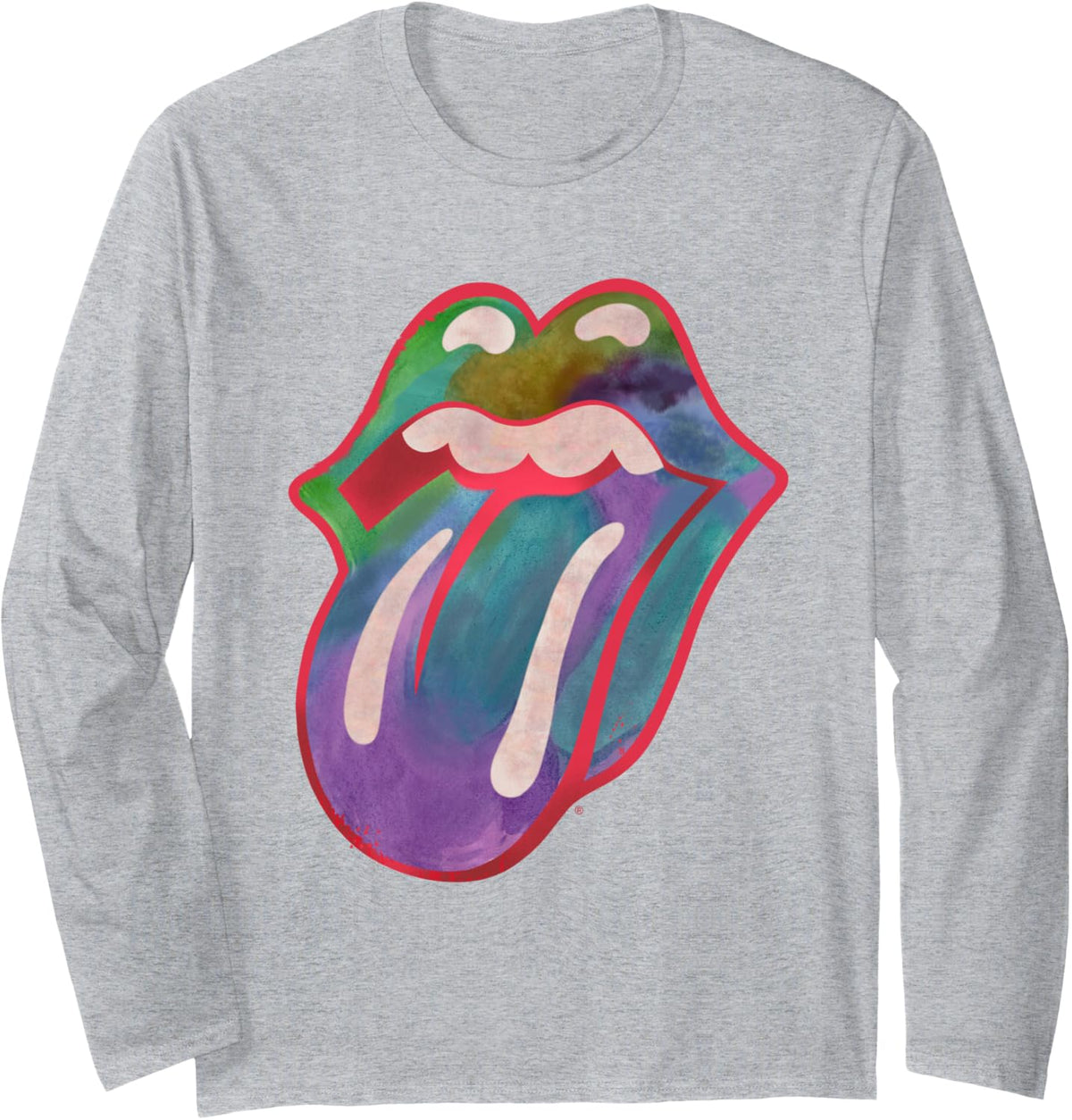 The Rolling Stones Colors Tongue Long Sleeve T-Shirt - Adult Unisex Heather Grey