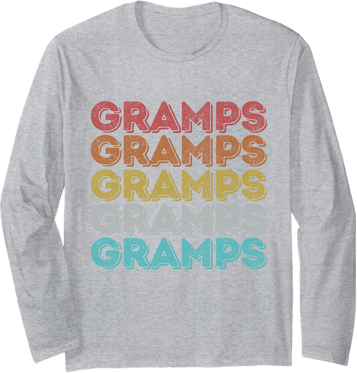 Vintage Retro Gramps Long Sleeve T-Shirt - Adult Unisex Heather Grey