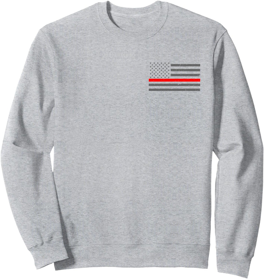 Firefighter Thin Red Line Flag Sweatshirt Sweatshirt - Adult Unisex Heather Grey