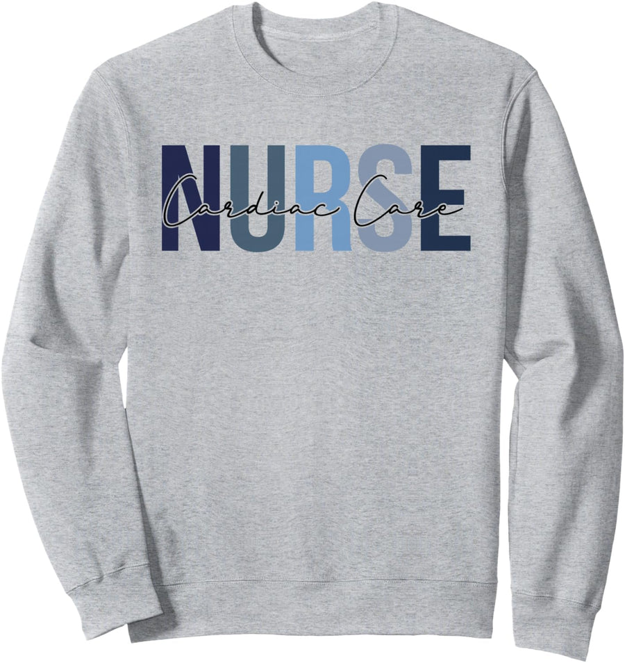 Retro Cardiac Care Nurse Gifts Womens Nursing Apparel Sweatshirt - Adult Unisex Heather Grey