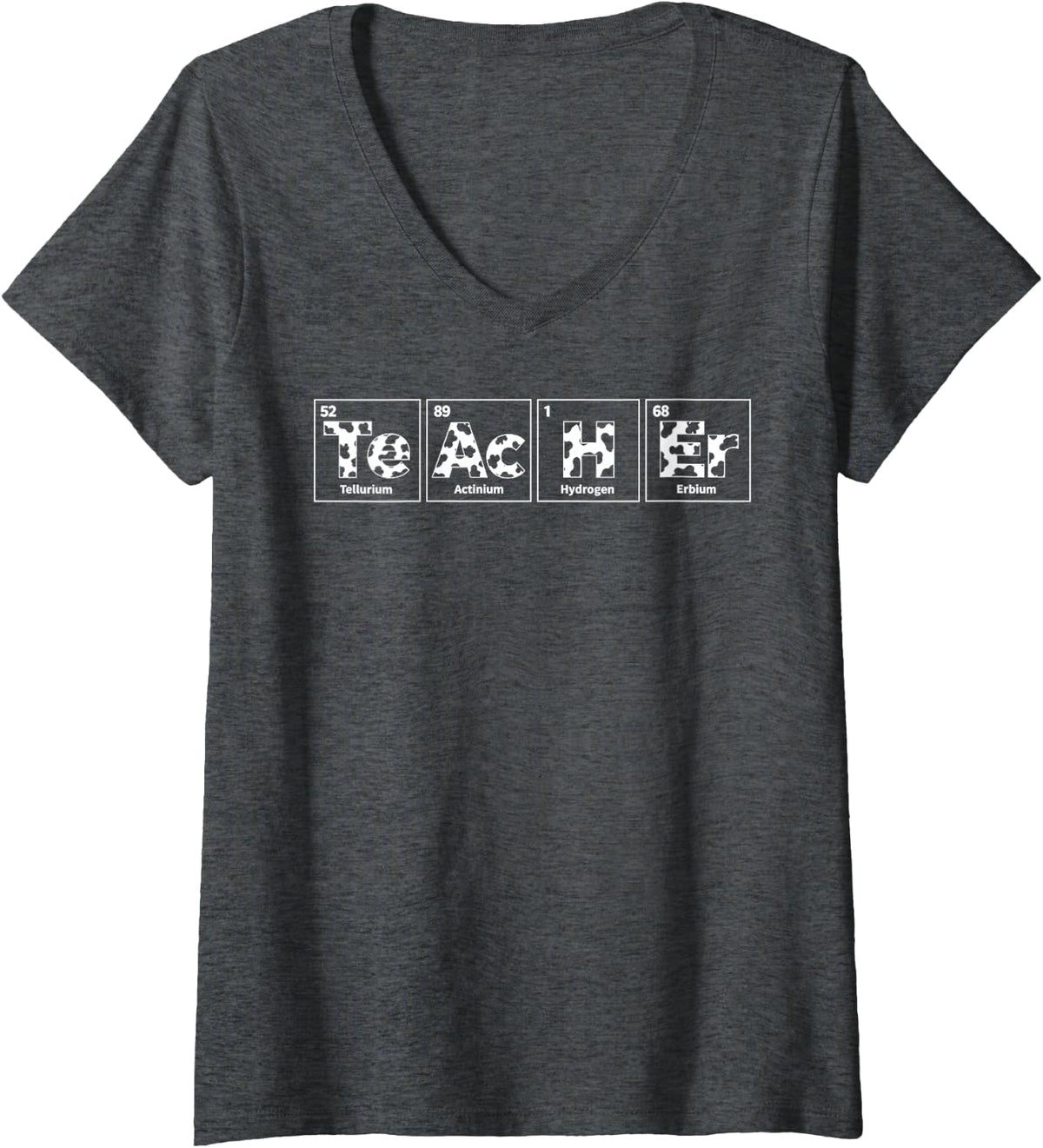 Women's Teacher Periodic Table Chemistry Teacher Science Biology V-Neck T-Shirt - Dark Heather Grey
