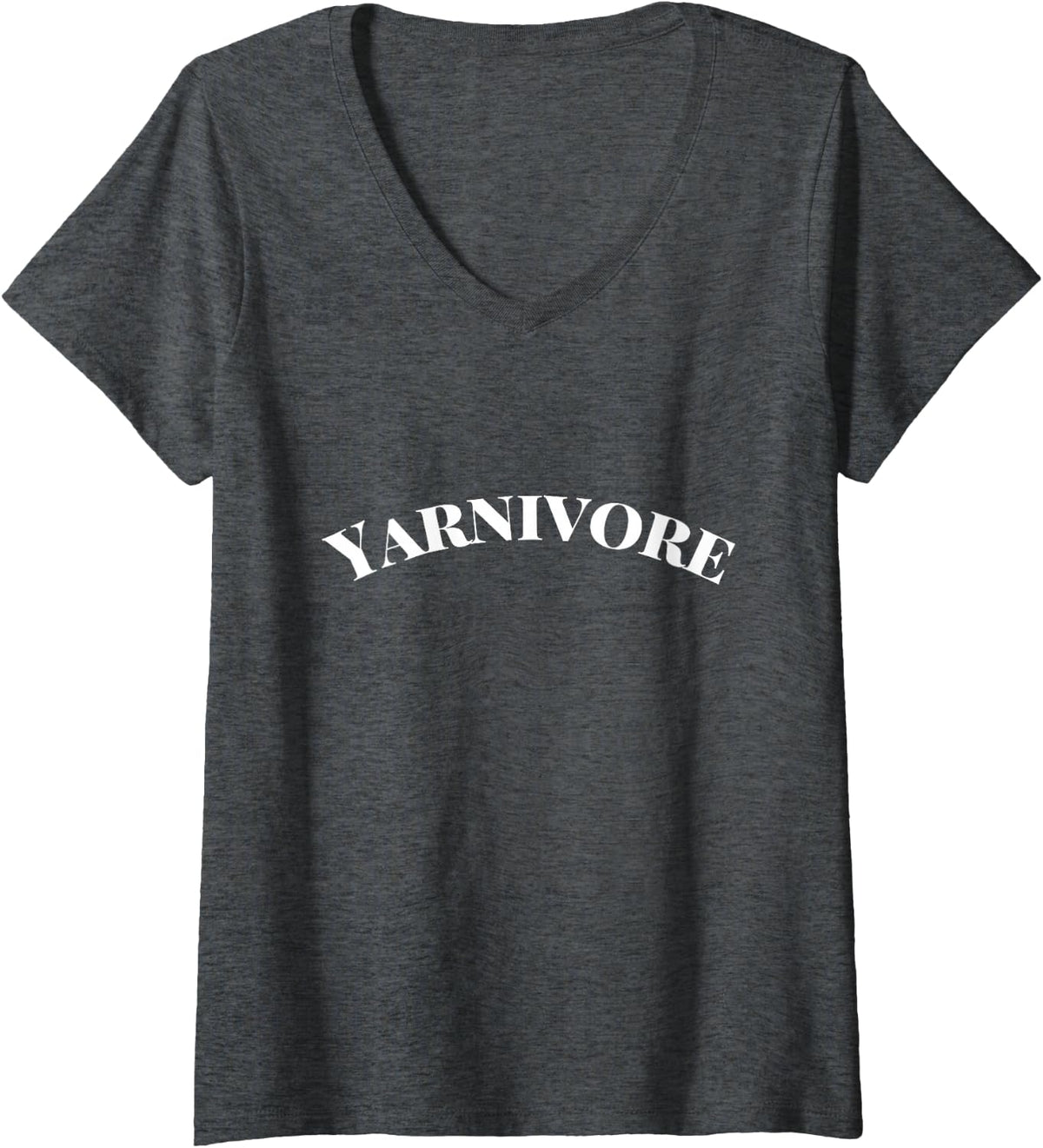 Women's Yarnivore Funny Knitting Knit Crochet Knitter Fiber Artist V-Neck T-Shirt - Dark Heather Grey