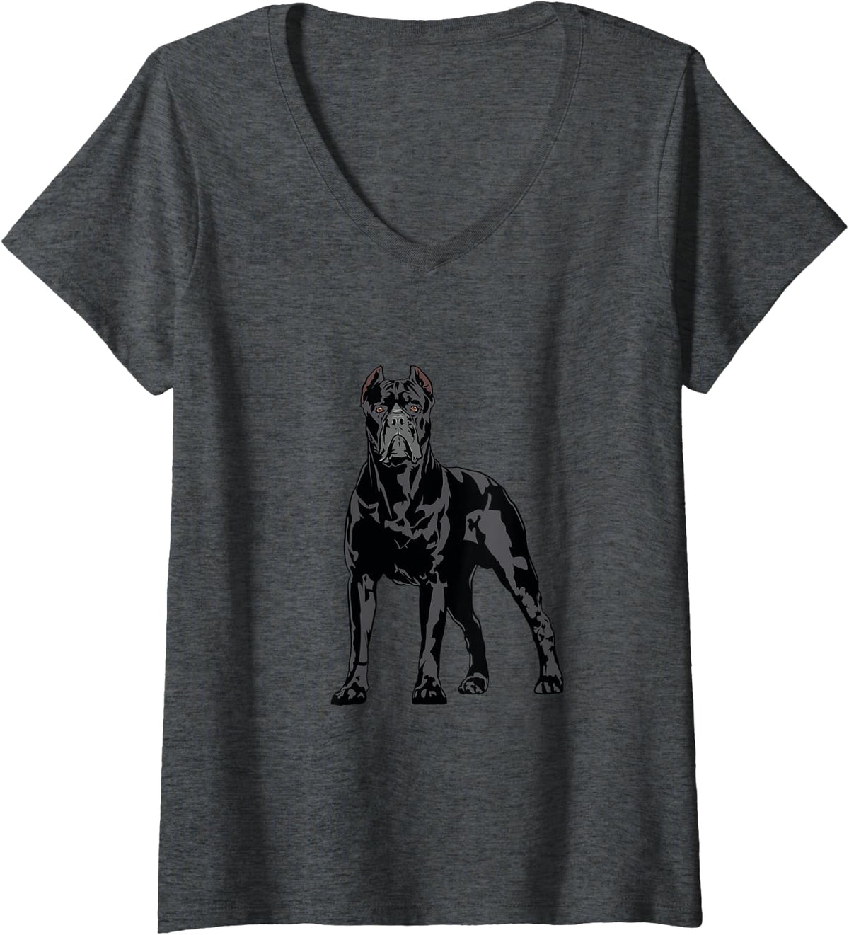 Womens Cane Corso Molosser Mastiff Italian V-Neck T-Shirt - Dark Heather Grey