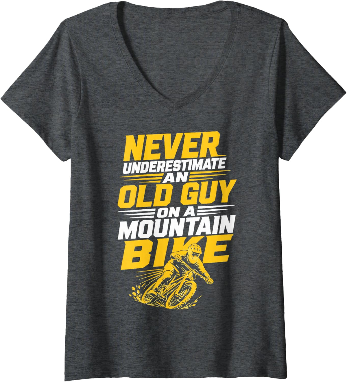 Women's Dad Downhill Mountain Bike Trail Racing Father MTB Rider V-Neck T-Shirt - Dark Heather Grey