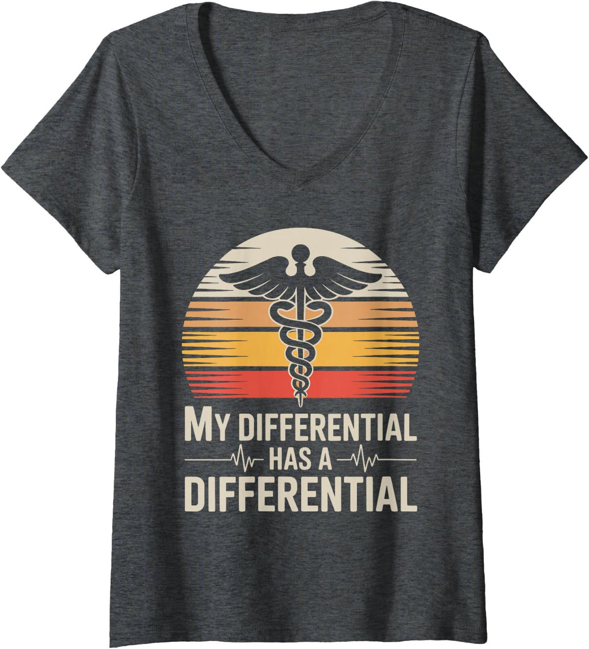 Women's My Differential Has A Differential Funny Nurse Practitioner V-Neck T-Shirt - Dark Heather Grey