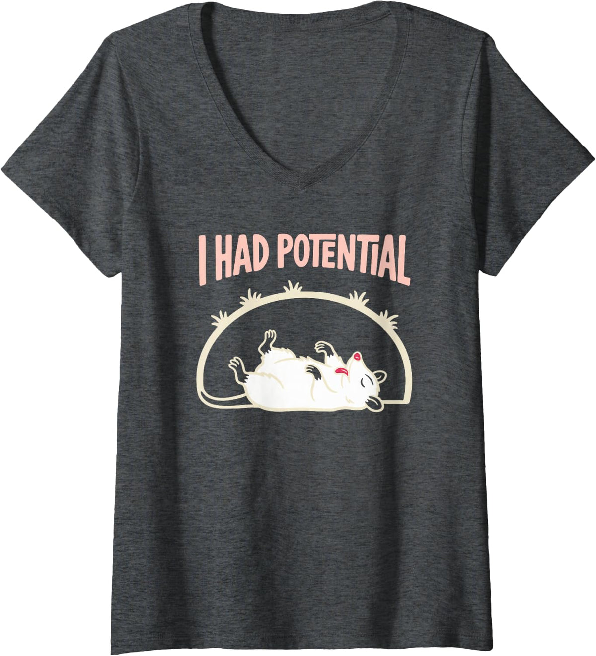 Women's I Had Potential Physics Teacher Joke Funny Science Pun Humor V-Neck T-Shirt - Dark Heather Grey