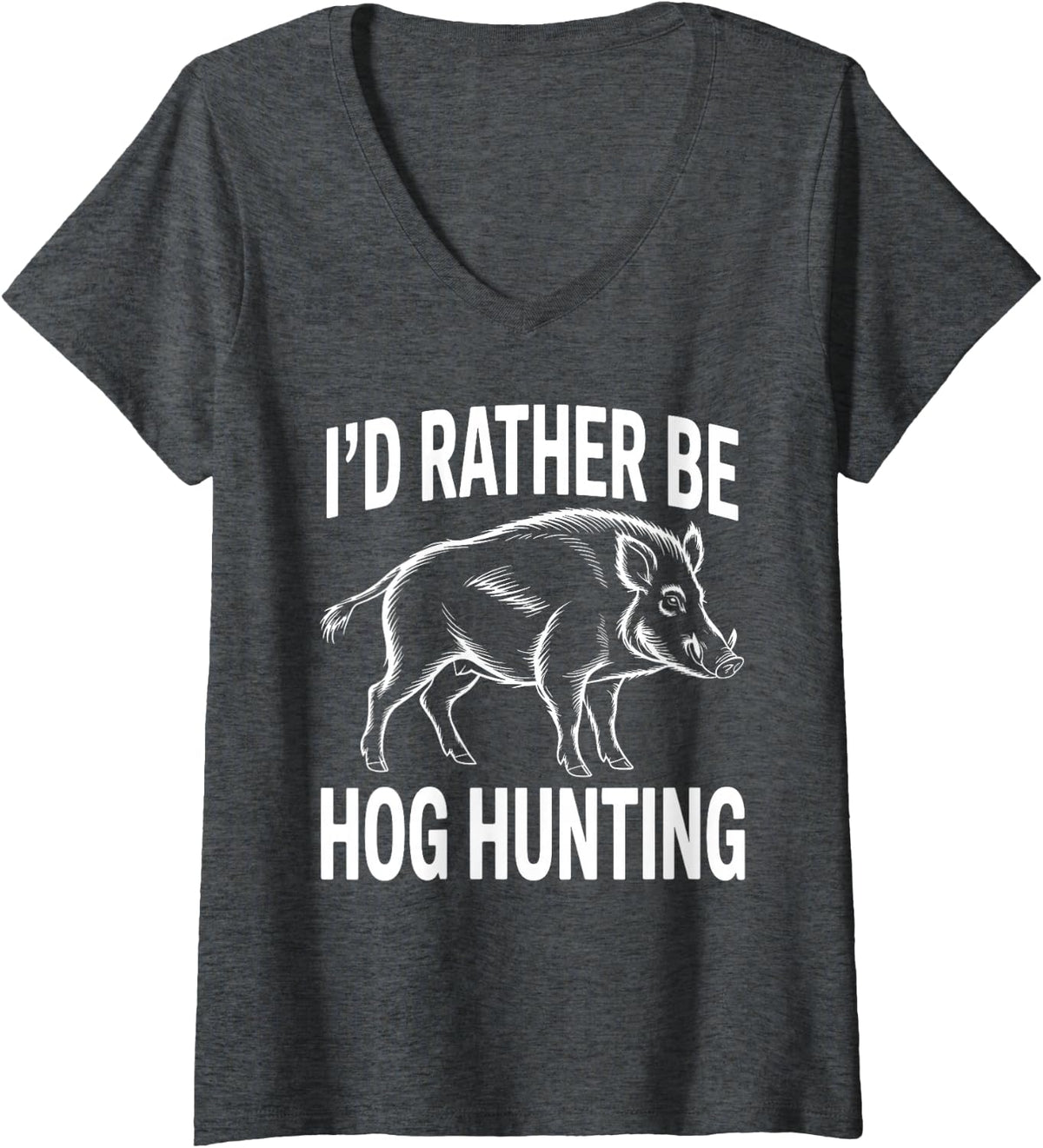 Women's Best Hog Hunting Art for Men Women Boar Hunting Hog Hunter V-Neck T-Shirt - Dark Heather Grey