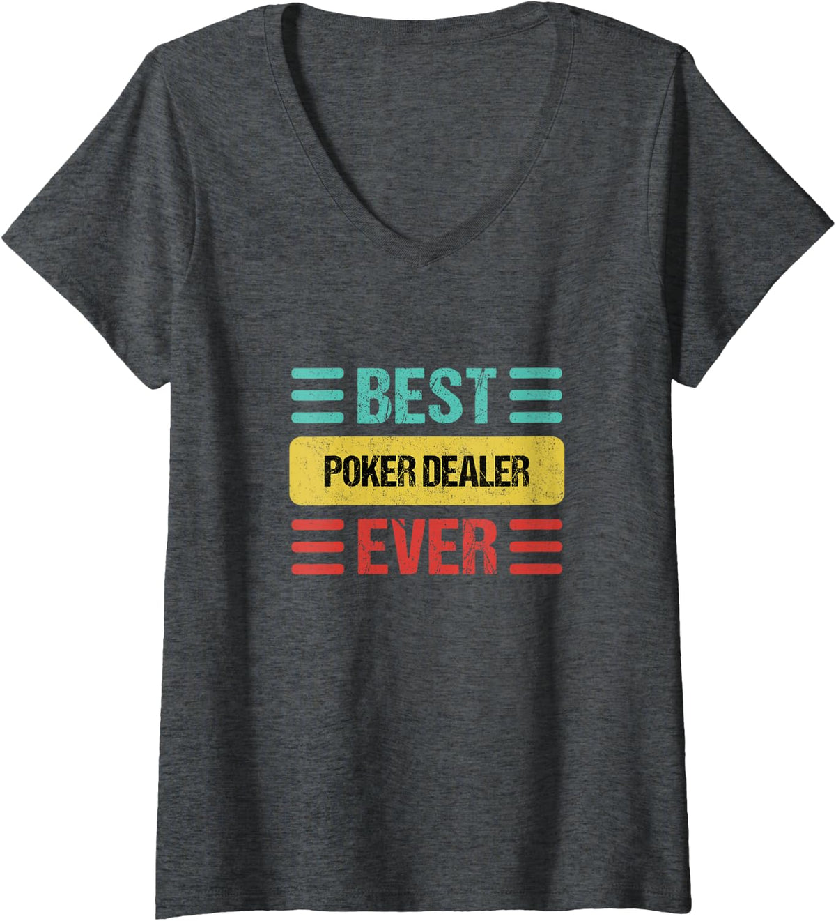Women's Poker Dealer V-Neck T-Shirt - Dark Heather Grey