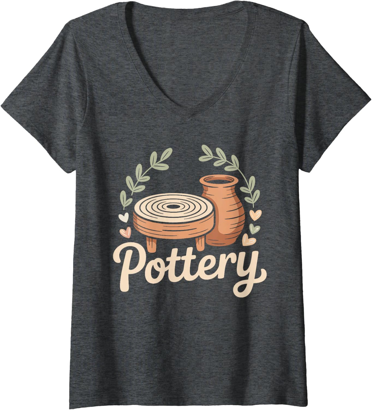 Women's Ceramics Artist Pottery V-Neck T-Shirt - Dark Heather Grey
