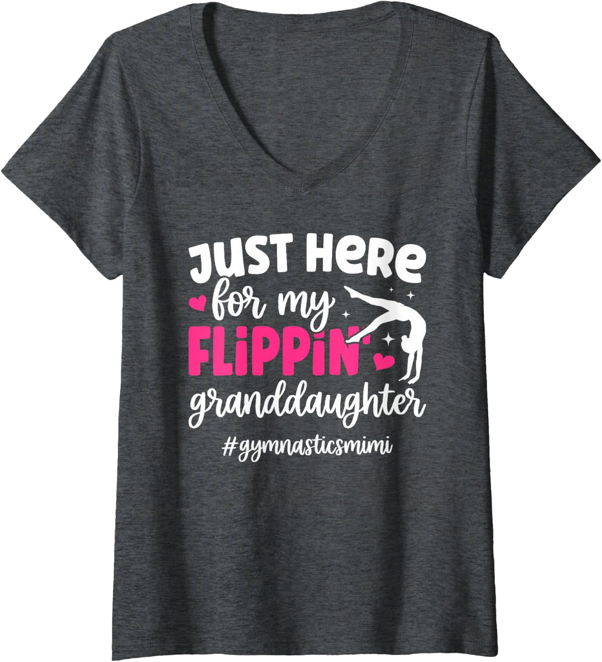 Women's Gymnastics Mimi Proud Mimi of A Gymnast Mimi Grandma V-Neck T-Shirt - Dark Heather Grey