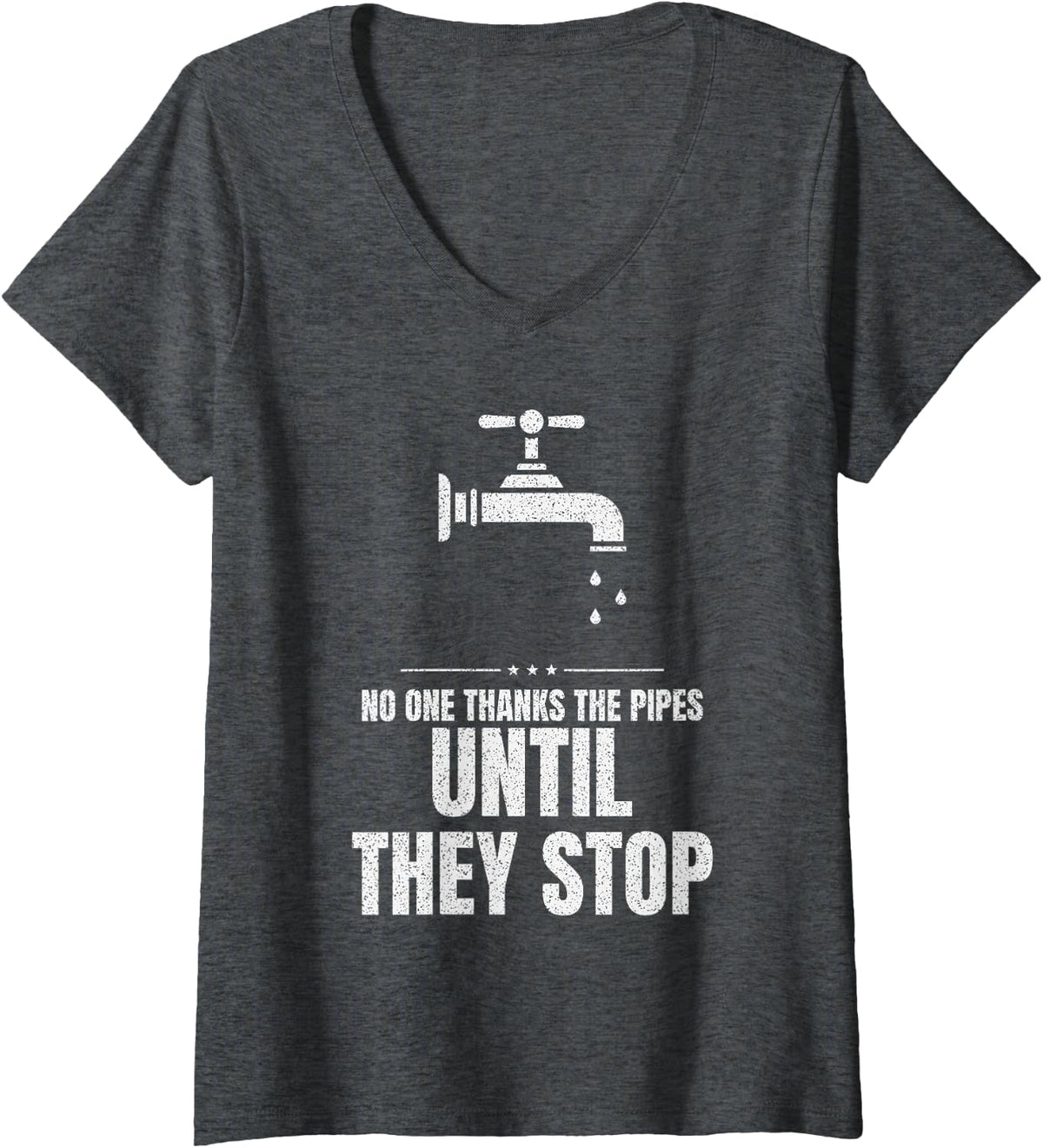 Women's Trade Work - Plumber V-Neck T-Shirt - Dark Heather Grey